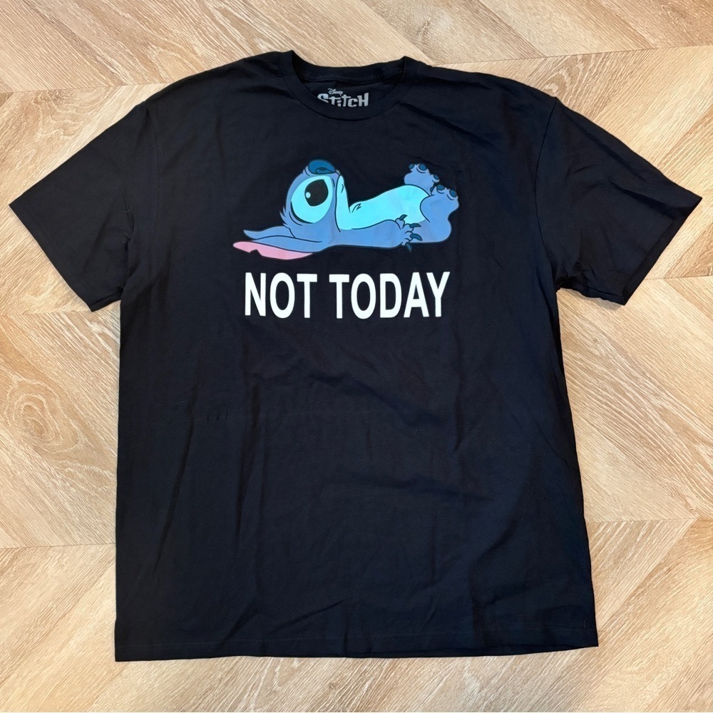 NWOT Disney Lilo and Stitch Black Tee with Blue Stitch Design
